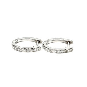 14k White Gold Huggies Earrings with 22 Round Diamonds